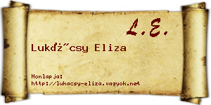 Lukácsy Eliza névjegykártya